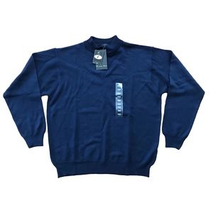 Italian 100% Merino Wool Navy Crew Neck Sweater